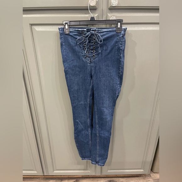 Free People Denim - Free People High Rise Lace Up Jeans